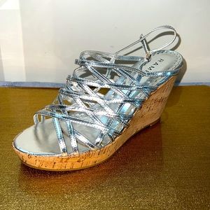 Rampage Silver Platform Wedge Sandals